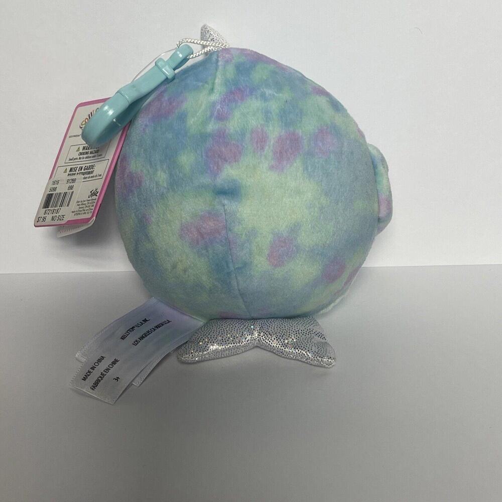 NWT Squishmallows 3.5" Henrietta the Tie Dye Narwhal Blueberry Scented Clip - Picture 2 of 3